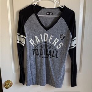 NFL Raiders Women's Long Sleeve Tee - Black and Gray